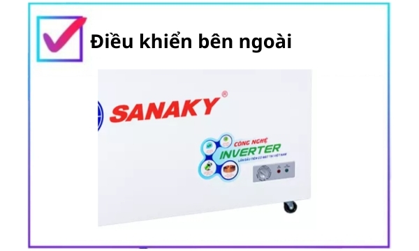 Tủ đông Sanaky Inverter 365 lít VH-5699W4K núm điều khiển bên ngoài