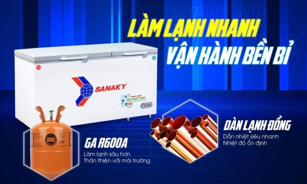 Tủ đông Sanaky Inverter 485 lít VH-6699W4K dàn lạnh đồng