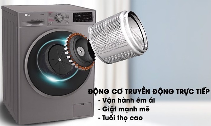 Máy giặt LG Inverter 8 Kg FC1408S3E - Giảm rung, giảm ồn