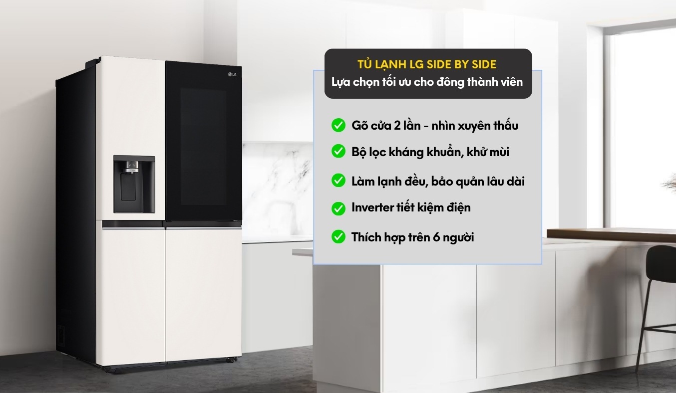 Tủ lạnh LG Inverter 635 lít GR-X257BG dung tích lớn
