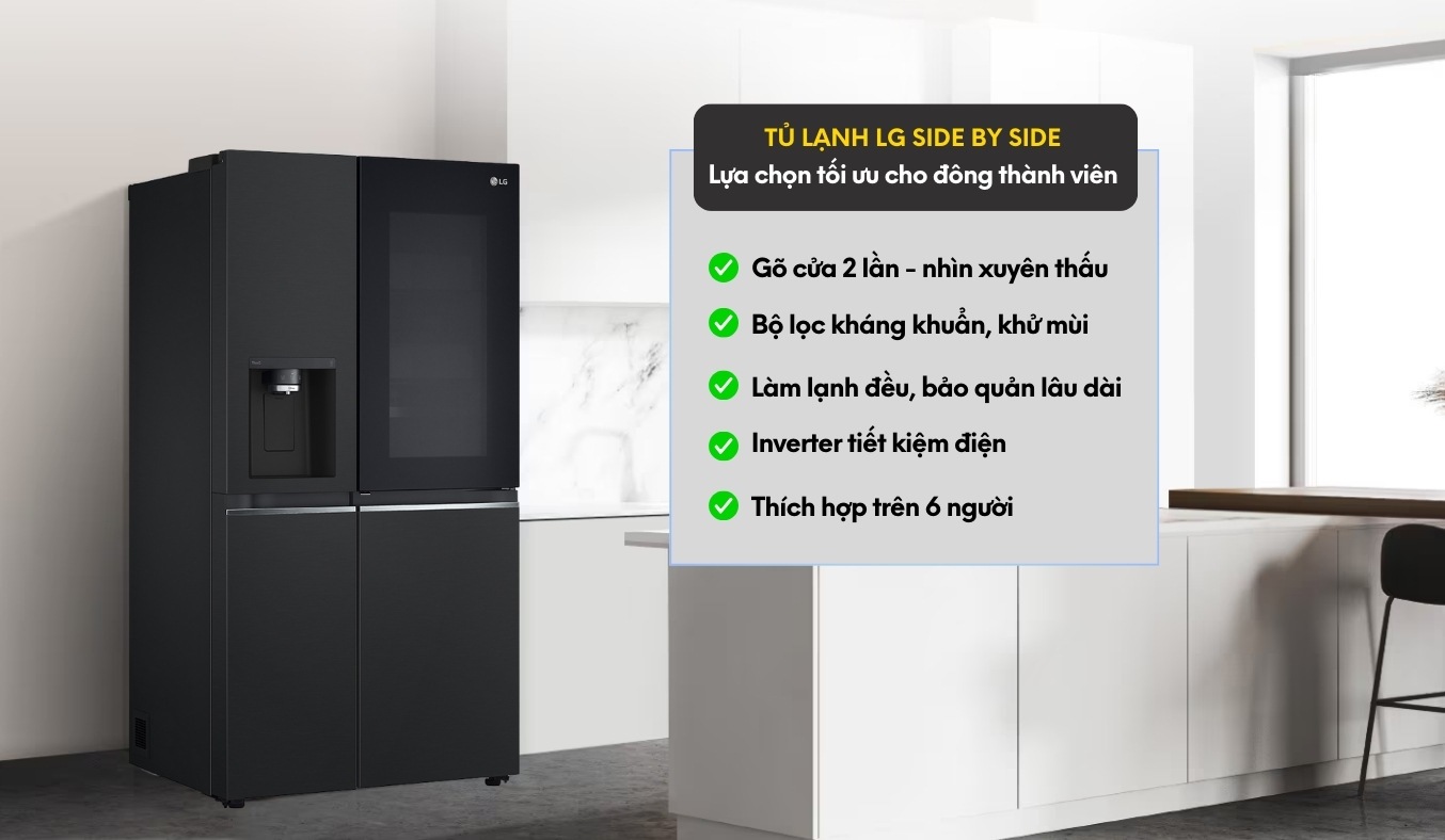 Tủ lạnh LG Inverter 635 lít GR-X257BL dung tích lớn