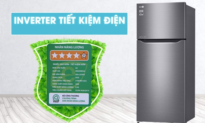 Tủ lạnh LG 255 lít GN-L255PS tiết kiệm điện tối đa