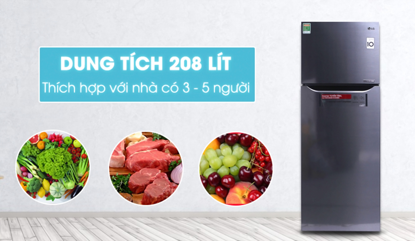 Tủ lạnh LG 208 lít GN-L208PS dung tích lớn