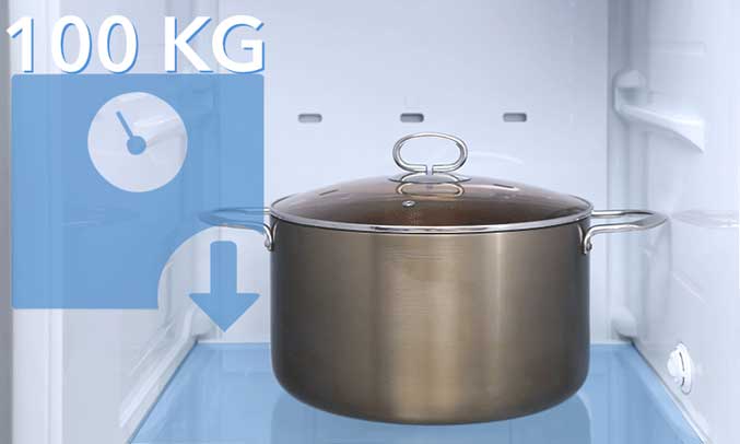 Hệ thống khay kính tủ lạnh LG chịu lực rất bền 