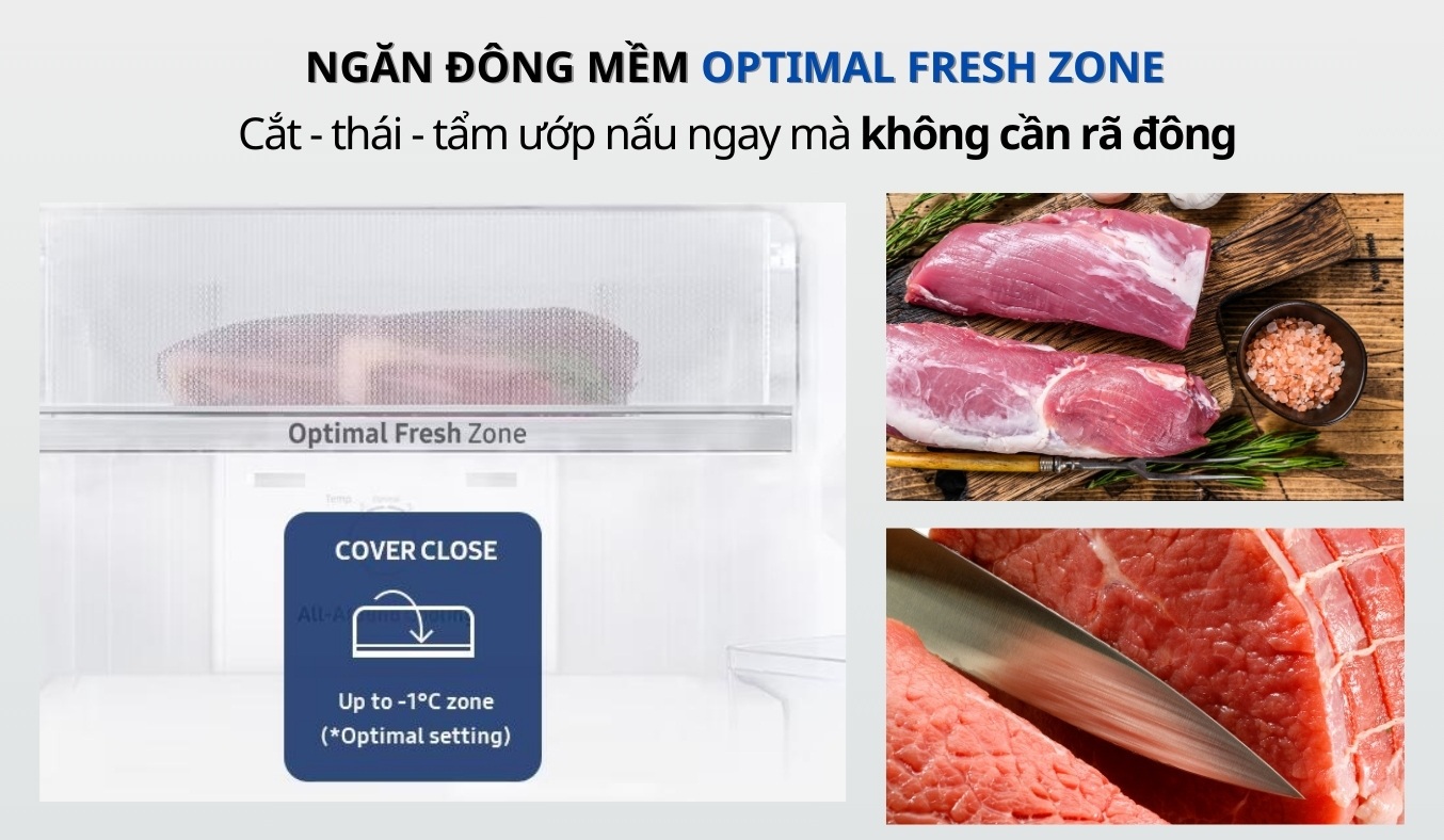 Tủ lạnh Samsung Inverter 236 lít RT22M4032BU Ngăn đông mềm Optimal Fresh Zone