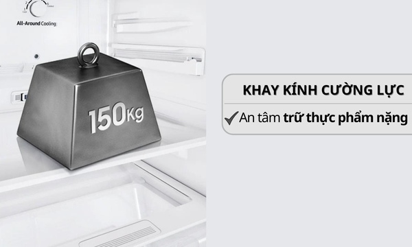 Tủ lạnh Samsung Inverter 236 lít RT22M4032BU Khay kính cường lực chịu lực tốt