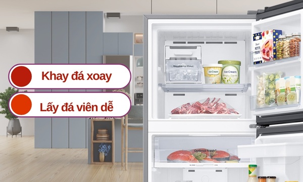 Tủ lạnh Samsung Inverter 345 lít RT35CG5544B1SV - Hệ thống làm đá tự động Auto Ice Maker