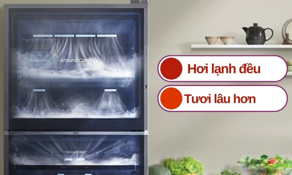 Tủ lạnh Samsung Inverter 345 lít RT35CG5544B1SV - Hệ thống làm lạnh vòm All around Cooling