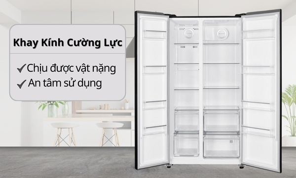Tủ lạnh Sharp Inverter 532 lít SJ-SBX530VG-BK khay kính cường lực