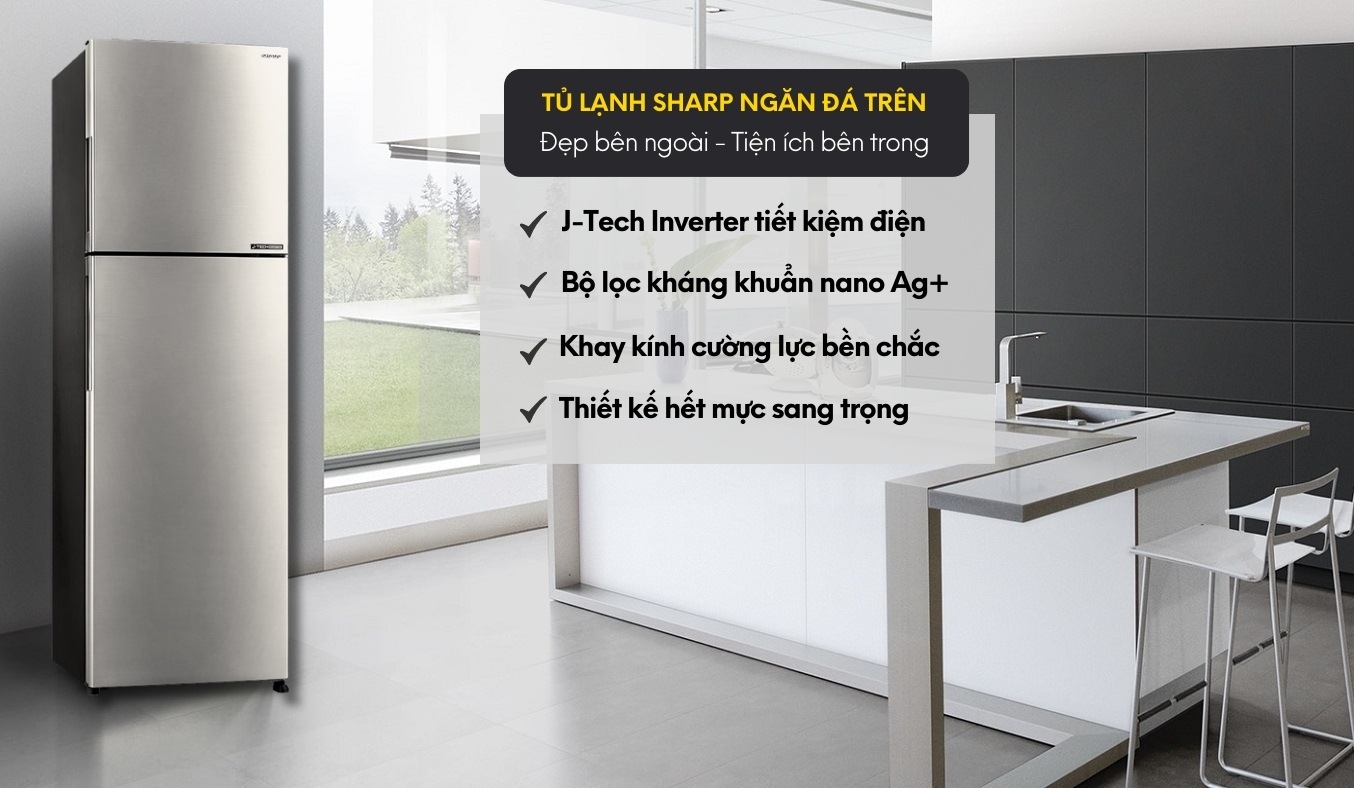 Tủ lạnh Sharp Inverter 224 lít SJ-X252AE-SL diện mạo sang trọng