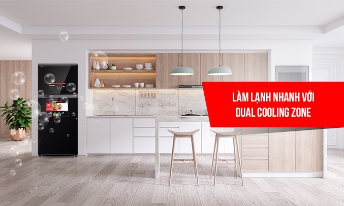 Tủ lạnh Toshiba Inverter 359 lít GR-AG41VPDZ (XK1) - Làm lạnh nhanh với Dual Cooling Zone