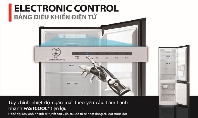 Tủ lạnh Toshiba Inverter 270 lít GR-RB350WE-PMV(30)-BS - Bảng điều khiển điện tử