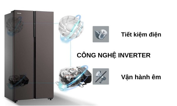 Tủ lạnh Toshiba Inverter 460 lít GR-RS600WI-PMV(37)-SG - Origin Inverter tiết kiệm điện