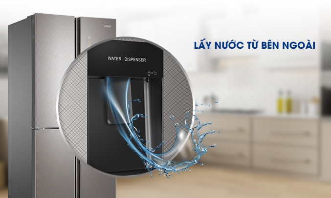 Tủ lạnh Aqua Inverter 456 lít AQR-IGW525EM (GP) lấy nước từ bên ngoài