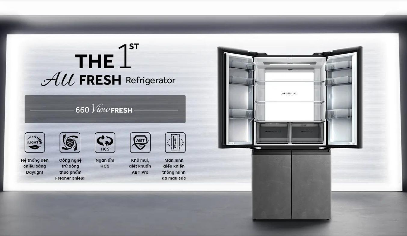 Tủ lạnh Aqua Inverter 660 lít AQR-M727XA(GS)U1 thiết kế sang trọng