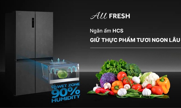 Tủ lạnh Aqua Inverter 660 lít AQR-M727XA(GS)U1 - Ngăn ẩm HCS