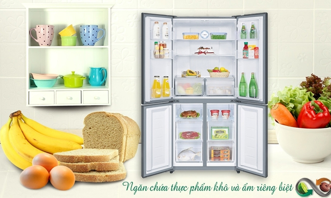 Tủ lạnh Aqua Inverter 456 lít AQR-IG525AM (GS) có ngăn chứa riệng biệt