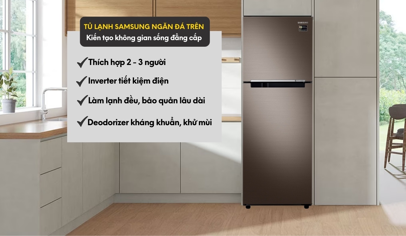 Tủ lạnh Samsung Inverter 236 lít RT22M4040DX/SV - Thiết kế sang trọng