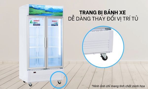 Tủ mát Sanaky 1100 lít VH-1209HP3 Bánh xe di chuyển linh hoạt