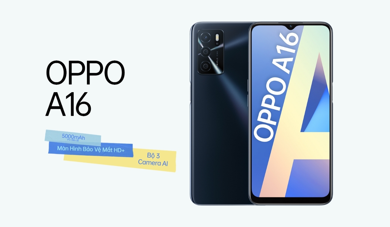 Điện thoại Oppo A16 diện mạo sang trọng