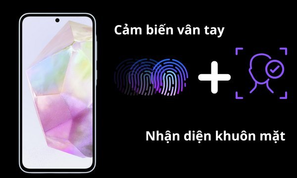Điện thoại Samsung A35 5G có cảm biến vân tay
