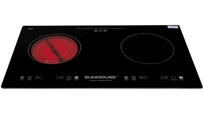 Bếp đôi điện từ hồng ngoại Sunhouse SHB9106-ES có kiểu dáng sang trọng