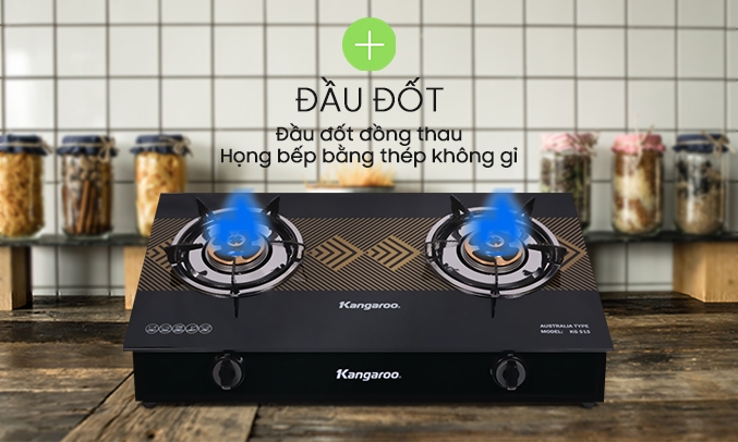 Bếp gas dương Kangaroo KG 515 đầu đốt hiện đại