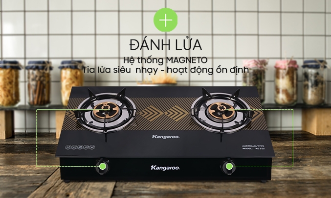 Bếp gas dương Kangaroo KG 515 đánh lửa Magneto