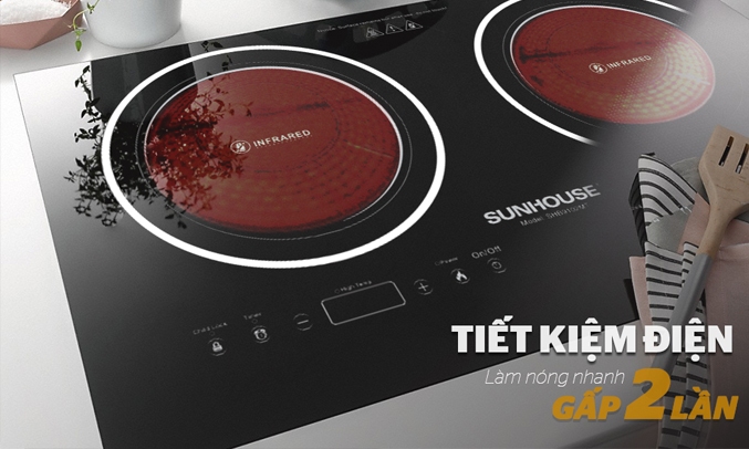 Bếp hồng ngoại đôi Sunhouse SHB9102MT - Khả năng làm nóng cực nhanh