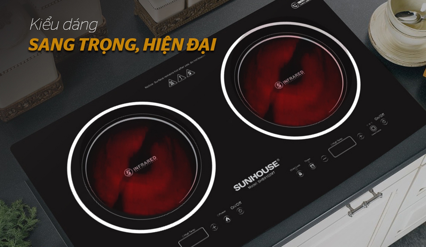 Bếp hồng ngoại đôi Sunhouse SHB9102MT - Thiết kế sang trọng