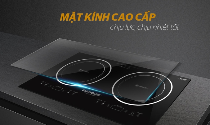 Bếp hồng ngoại đôi Sunhouse SHB9102MT - Mặt kính cao cấp