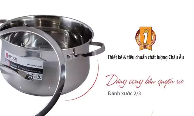 Bộ Nồi Inox Elmich 304 EL0124 gồm 3 kích cỡ khác nhau tiện lợi sử dụng.