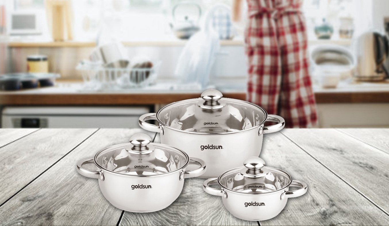 Bộ nồi Goldsun 3 đáy GE40-3306SG thiết kế sang trọng