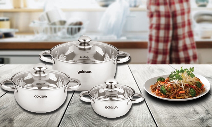 Bộ nồi Goldsun 3 đáy GE40-3306SG làm từ chất liệu cao cấp