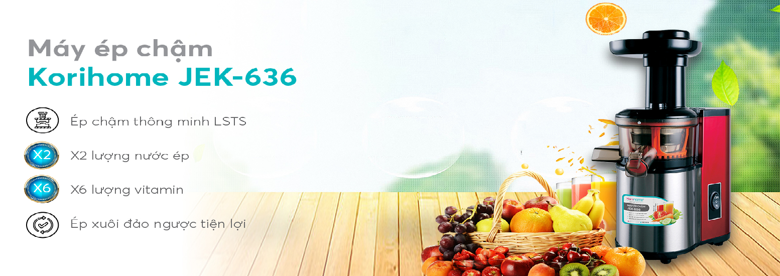 Máy ép trái cây Korihome JEK-636 - Thiết kế bắt mắt, nhỏ gọn, dễ dàng cất giữ