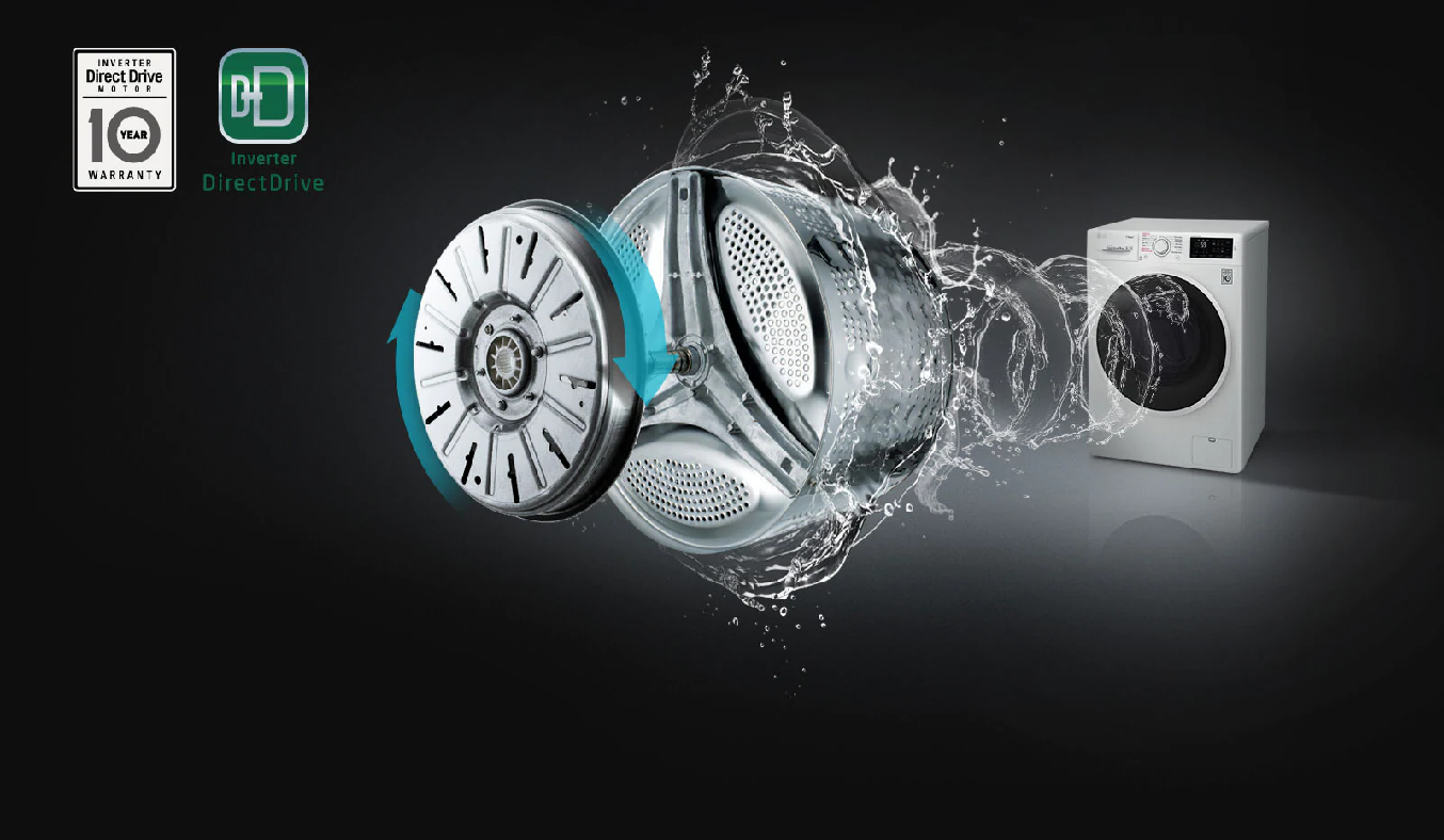 Máy giặt LG Inverter 9 Kg FM1209N6WĐộng cơ dẫn động trực tiếp vận hành êm ái - 