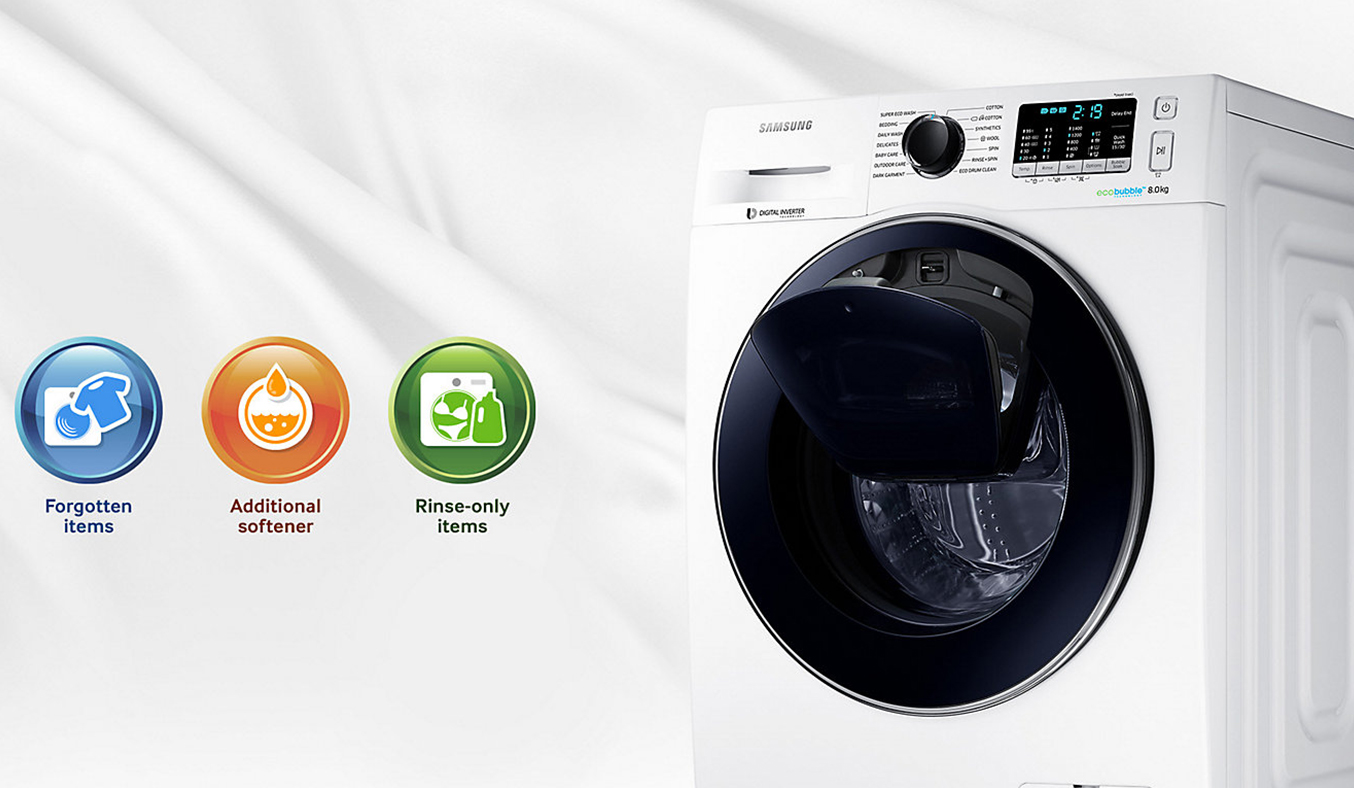 Máy giặt Samsung WW80K5410WW 8kg có cửa phụ
