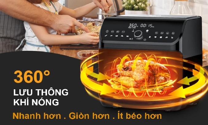 Nồi chiên không dầu Kalite KL-Q12 - Công suất lớn với khí nóng lưu thông 360 độ