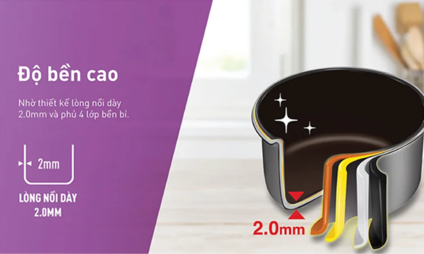 Nồi cơm điện Tefal 0.7 lít RK224168 lòng nồi