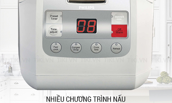 Nồi cơm điện Philips HD3030 cài đặt nấu thông minh 6 bước