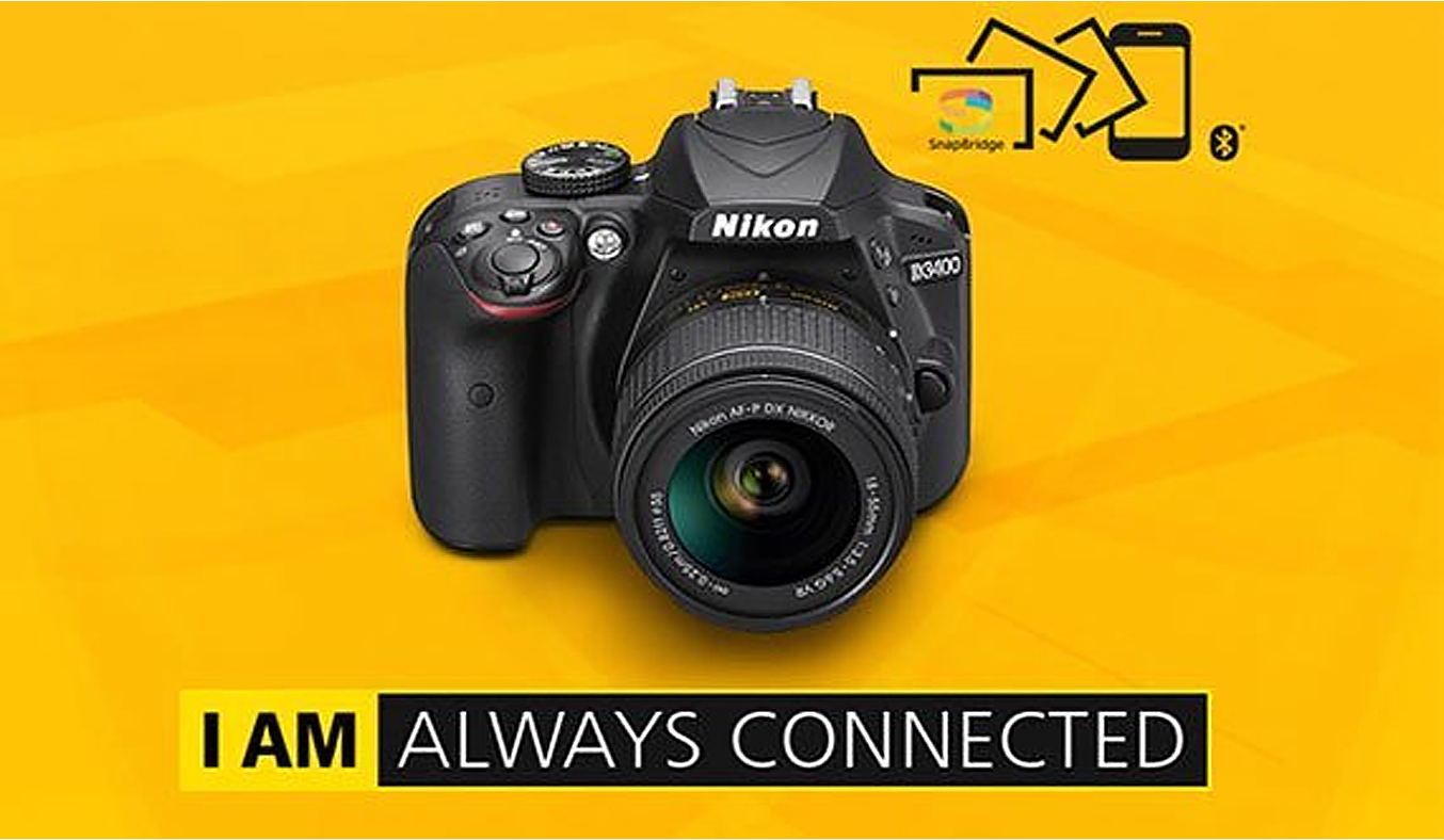 Máy ảnh Nikon D3400 ống kính SG 18-55mm có thể kết nối với smartphone