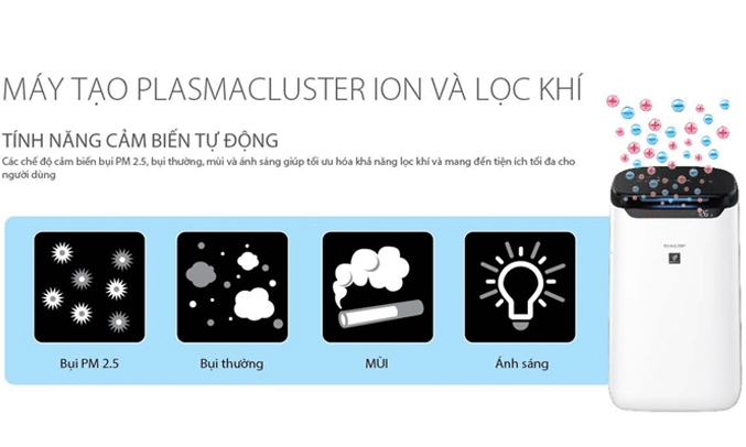 Máy lọc không khí Sharp FP-J60E-W chế độ PCI tăng khả năng diệt vi khuẩn