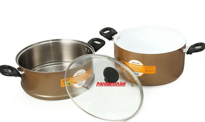 Bộ nồi xửng hấp Goldsun AE14-5208AG-IH(CG) kính cường lực