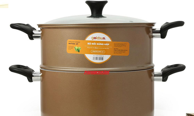 Bộ nồi xửng hấp Goldsun AE14-5208AG-IH(CG) bắt mắt