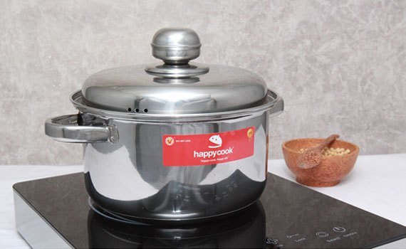 Bộ nồi inox 3 đáy Happy Cook HL06IC sử dụng được nhiều loại bếp