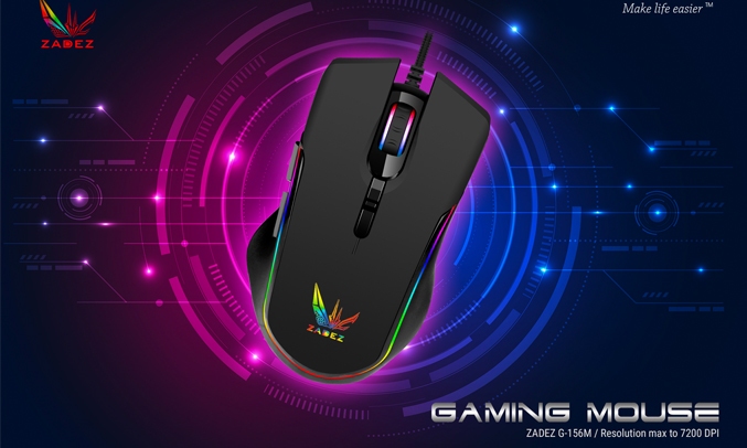 Chuột gaming có dây Zadez G-156M Đen - Hệ thống đèn LED RGB 16,8 triệu màu