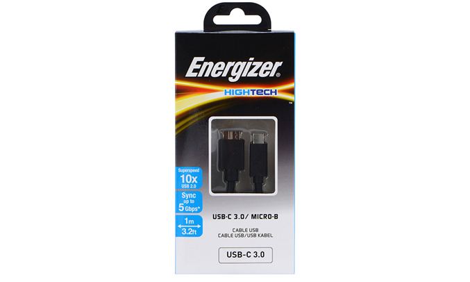 Cáp 2 trong 1 Type-C VÀ Micro-USB Energizer HT màu đen chất liệu cao cấp