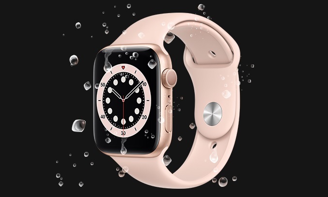Apple Watch S6 GPS 44mm vỏ nhôm dây cao su Hồng - chống nước 50m