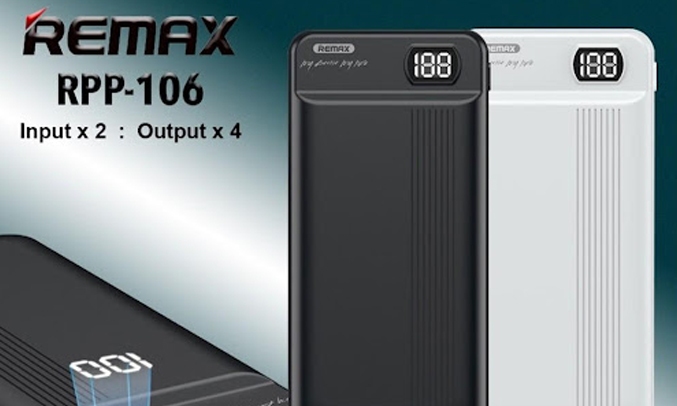 Pin sạc dự phòng Remax 20.000mAh RPP-106 Trắng - Đầu ra kép