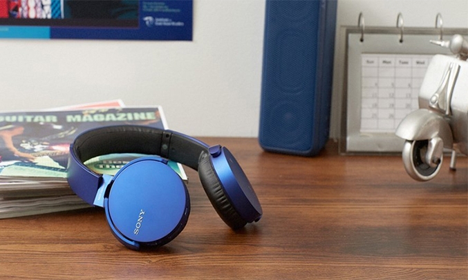 Tai nghe Sony MDRXB650BT xanh dương kiểu dáng gọn gàng